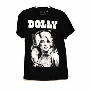Dolly Parton Mens Black T-Shirt Graphic Casual Pullover Short Sleeve S
